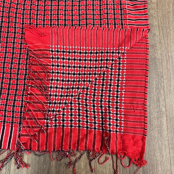 Pashmina Red Blue Check Shaw Scarf Wrap - Picture 9 of 11